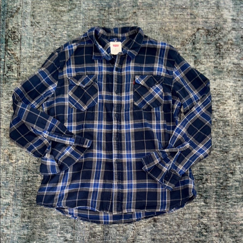 Levi's Blue Plaid Flannel Shirt